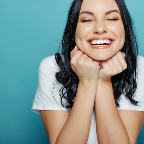 Lady smiles